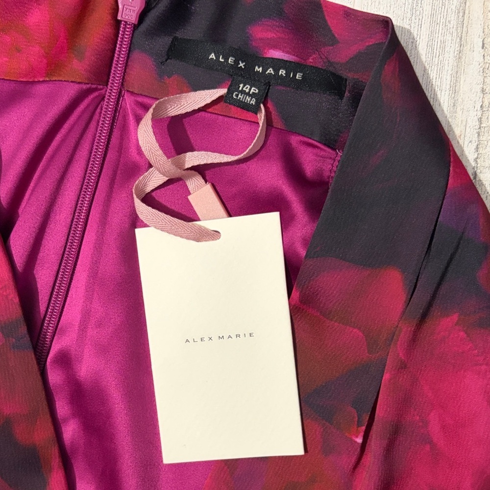 Alex Marie Hazel Floral Halter Neck Asymmetrical Dress  Size 14 P NWT - Picture 5 of 8